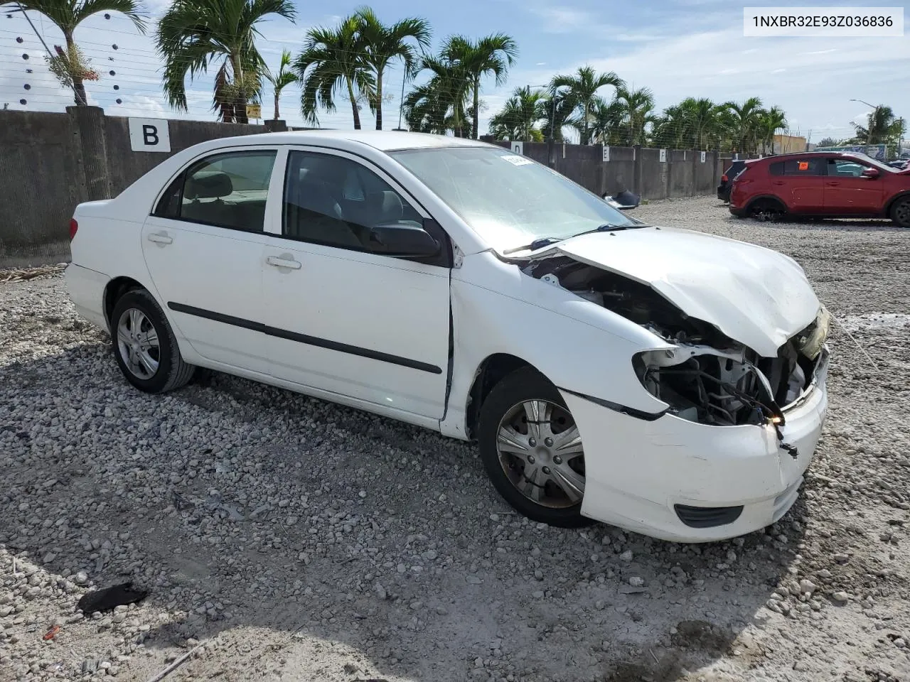 2003 Toyota Corolla Ce VIN: 1NXBR32E93Z036836 Lot: 66349404