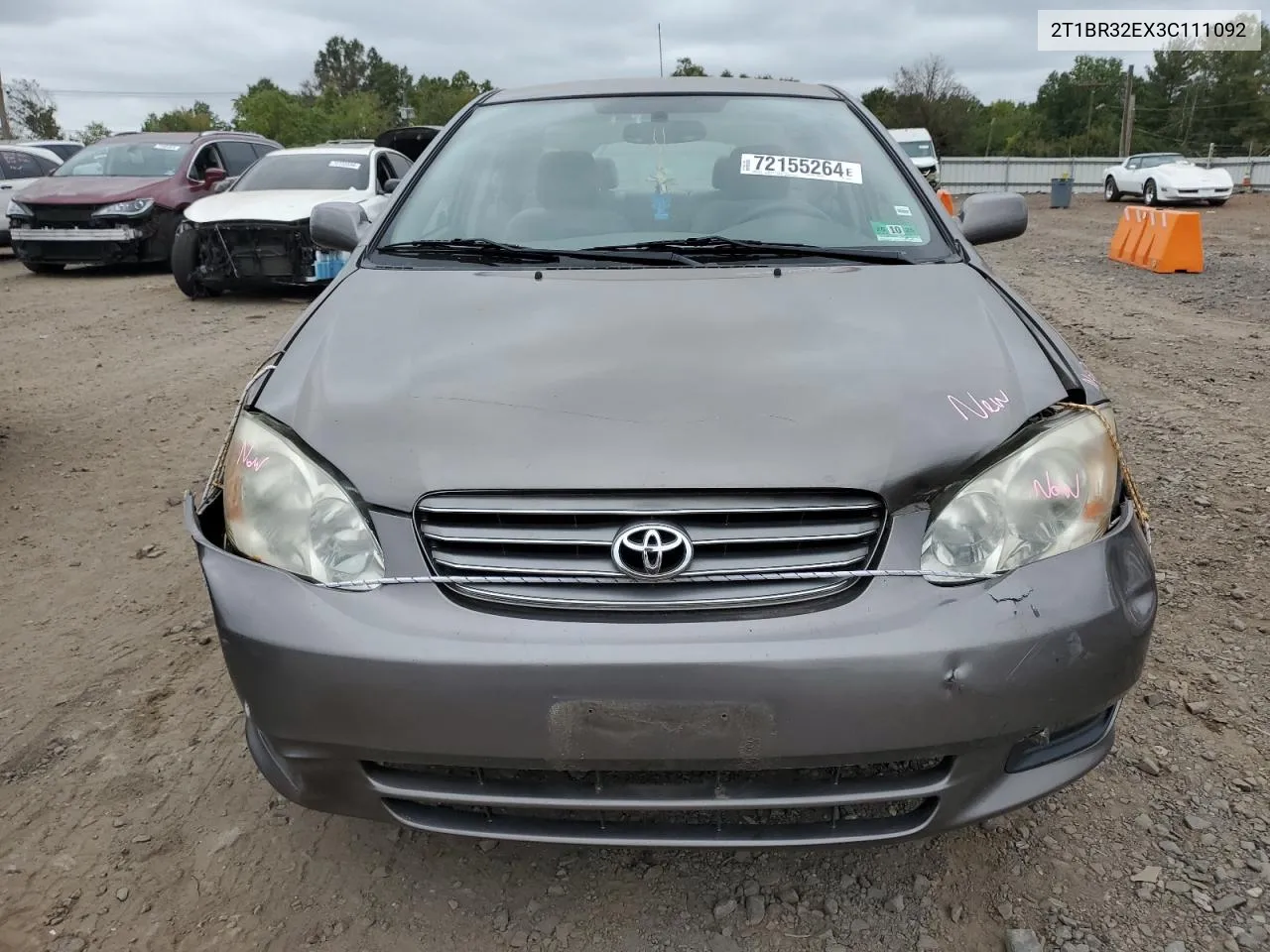 2003 Toyota Corolla Ce VIN: 2T1BR32EX3C111092 Lot: 72155264