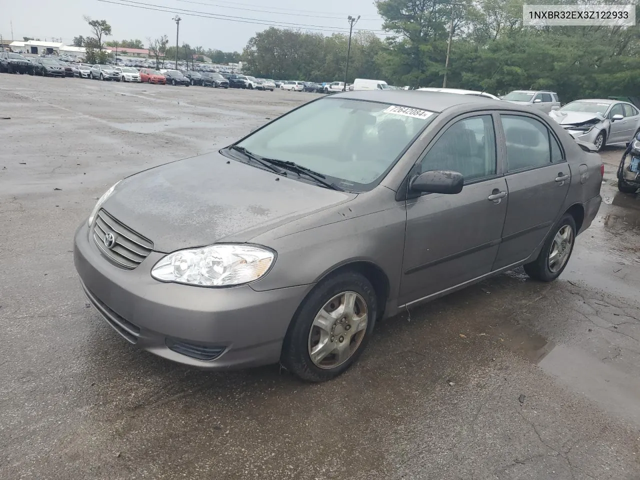 2003 Toyota Corolla Ce VIN: 1NXBR32EX3Z122933 Lot: 72642084