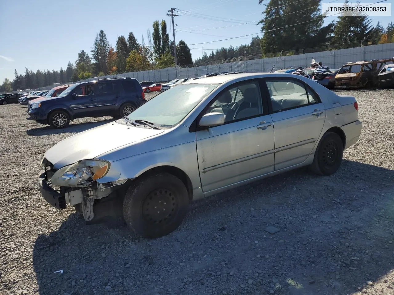 2003 Toyota Corolla Ce VIN: JTDBR38E432008353 Lot: 74365714