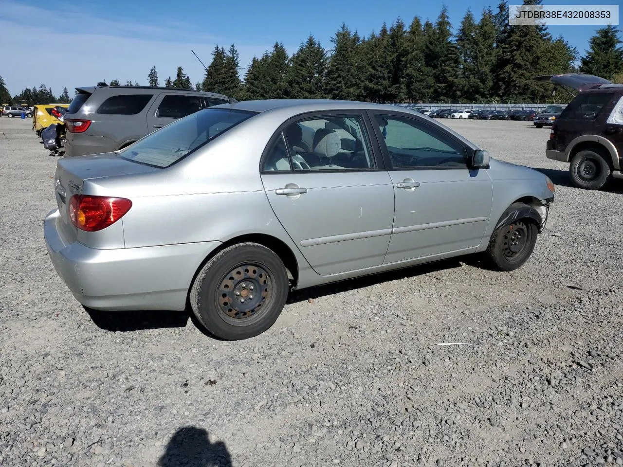 2003 Toyota Corolla Ce VIN: JTDBR38E432008353 Lot: 74365714