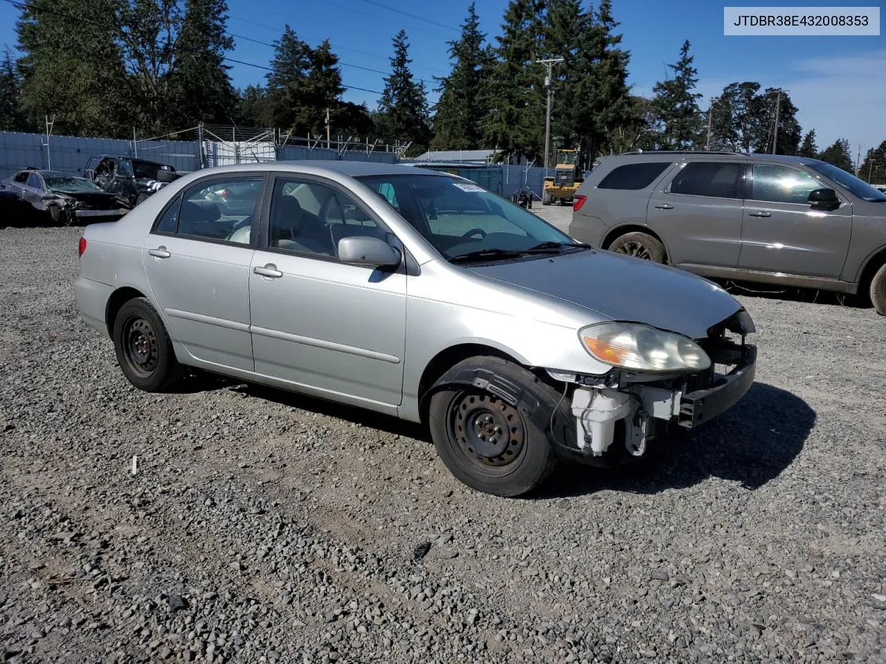 2003 Toyota Corolla Ce VIN: JTDBR38E432008353 Lot: 74365714