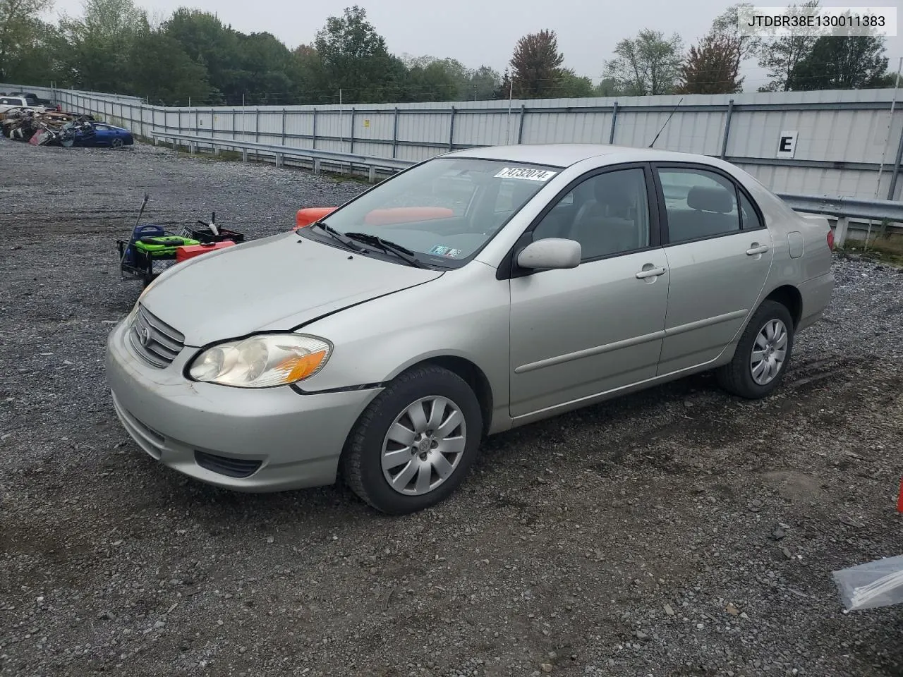 2003 Toyota Corolla Ce VIN: JTDBR38E130011383 Lot: 74732074