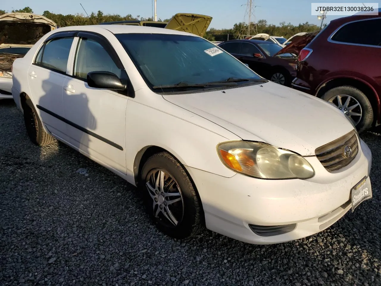 2003 Toyota Corolla Ce VIN: JTDBR32E130038236 Lot: 75858494