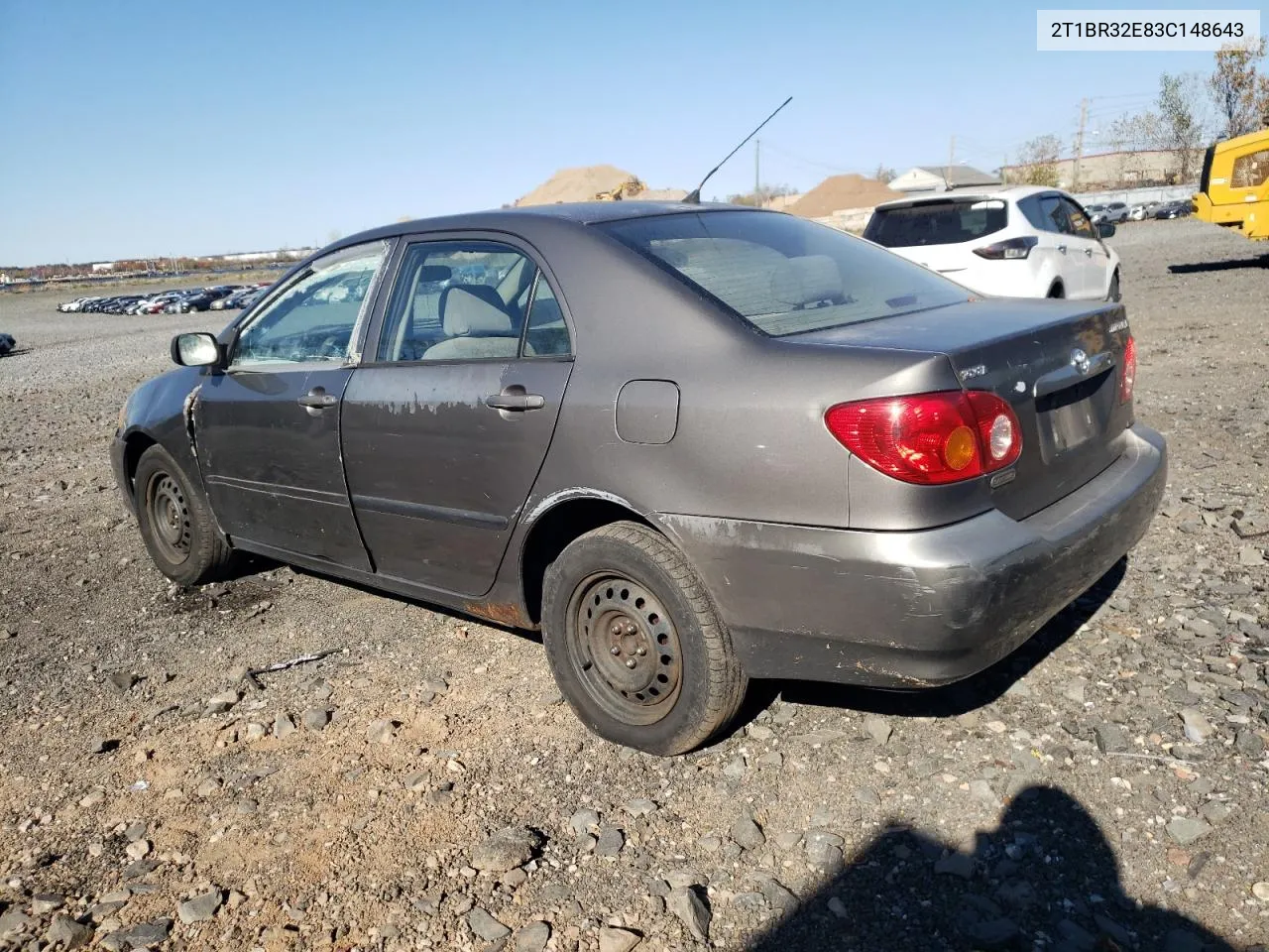 2003 Toyota Corolla Ce VIN: 2T1BR32E83C148643 Lot: 77048454