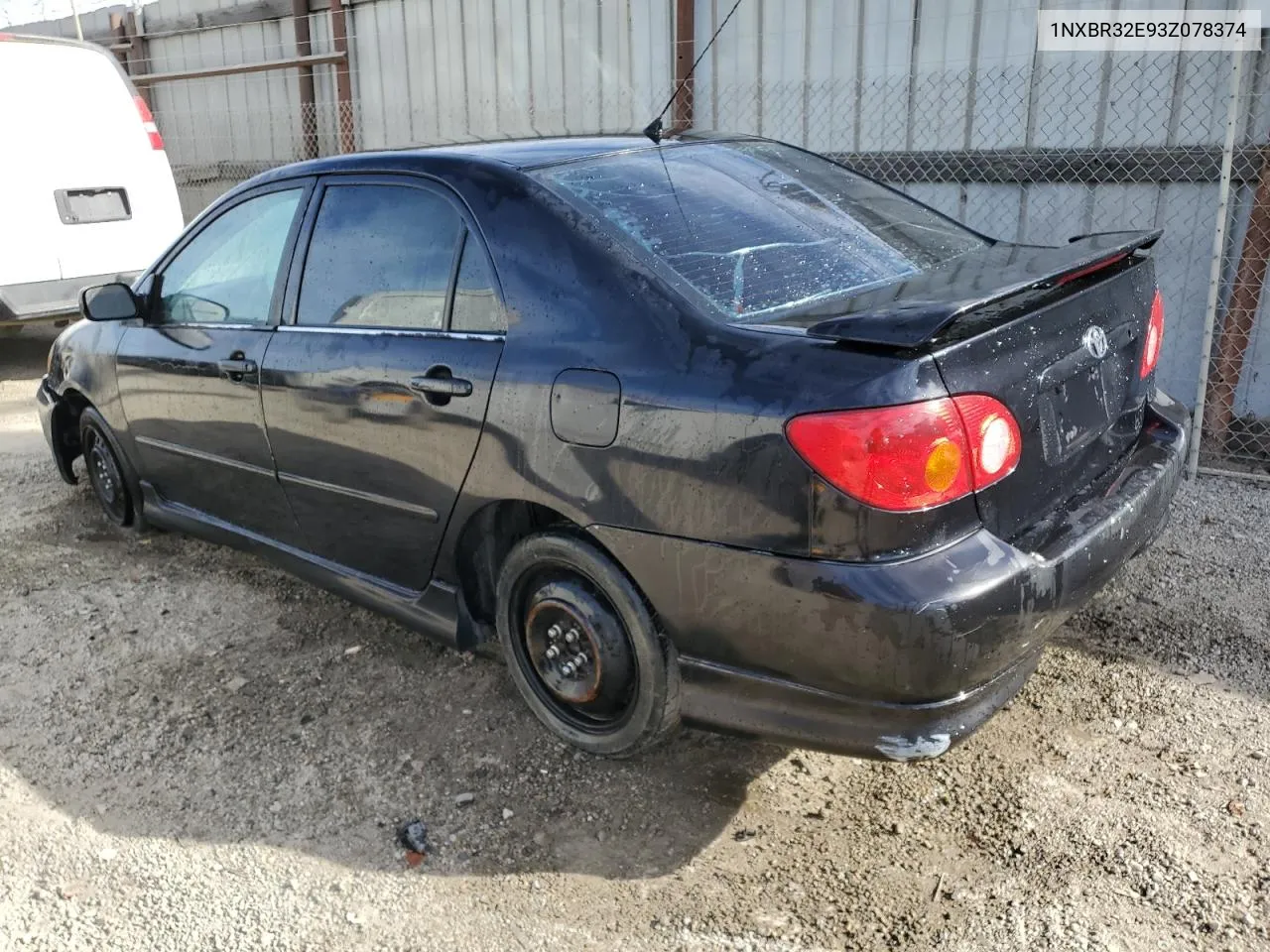 2003 Toyota Corolla Ce VIN: 1NXBR32E93Z078374 Lot: 78327254