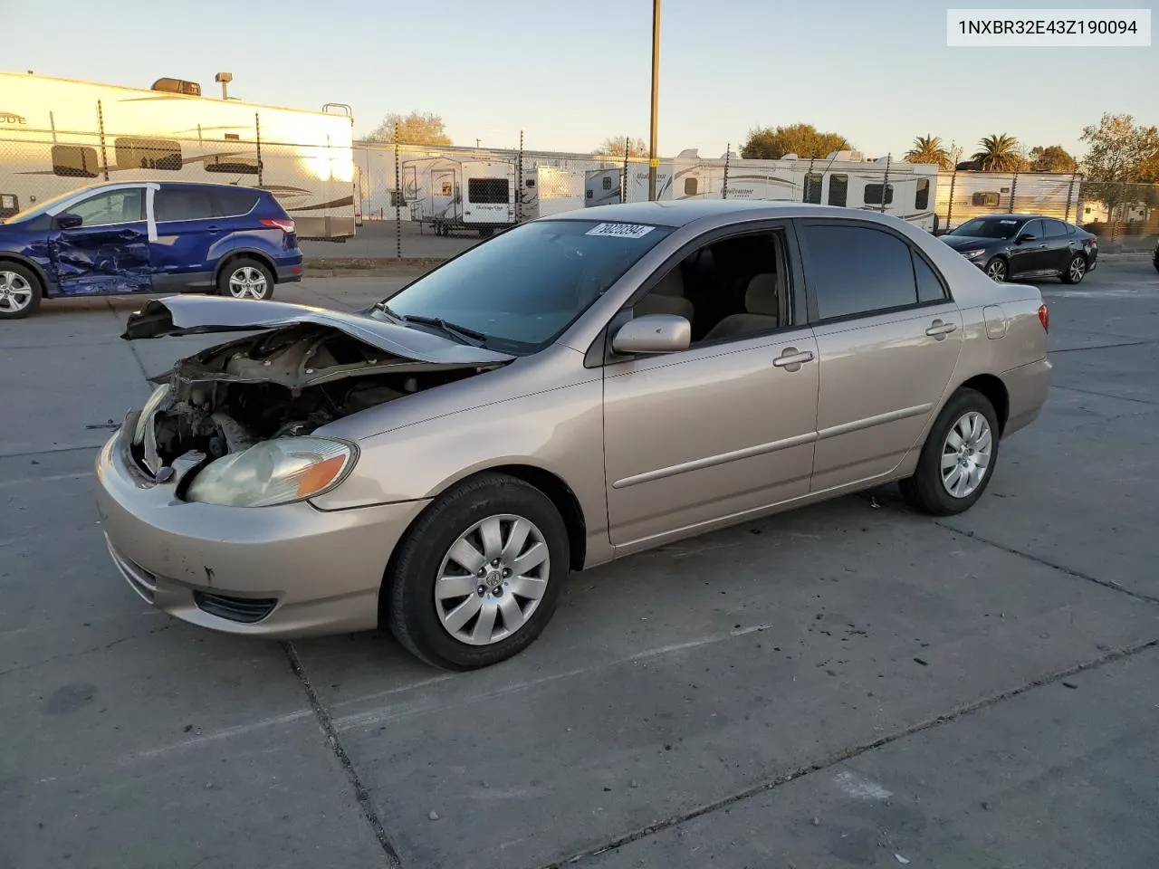 2003 Toyota Corolla Ce VIN: 1NXBR32E43Z190094 Lot: 79020394