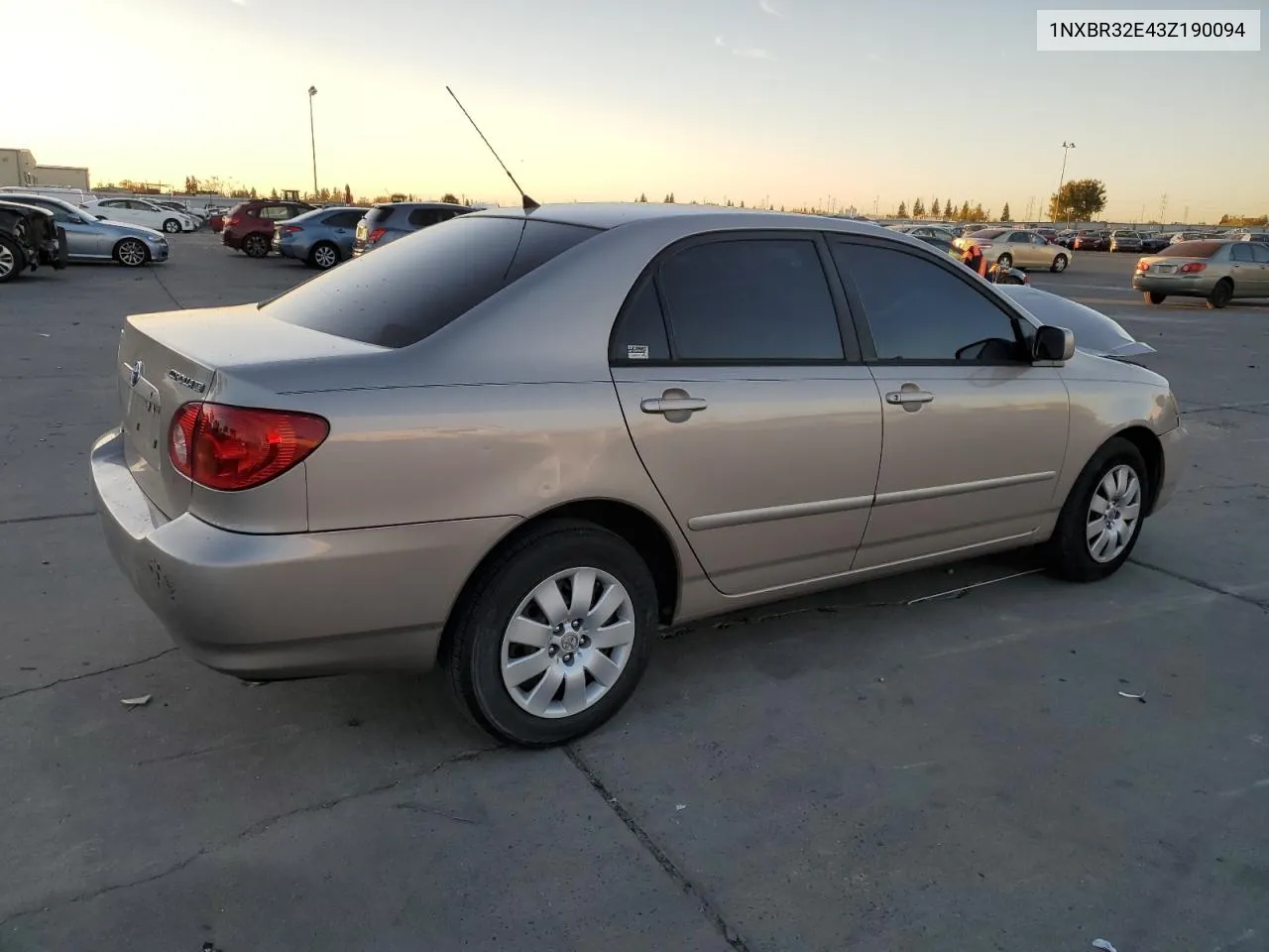 2003 Toyota Corolla Ce VIN: 1NXBR32E43Z190094 Lot: 79020394