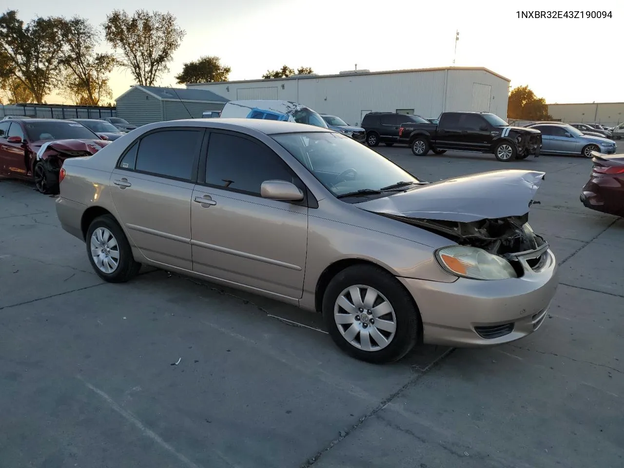 2003 Toyota Corolla Ce VIN: 1NXBR32E43Z190094 Lot: 79020394