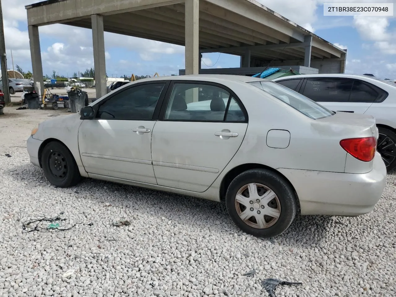 2003 Toyota Corolla Ce VIN: 2T1BR38E23C070948 Lot: 80128614