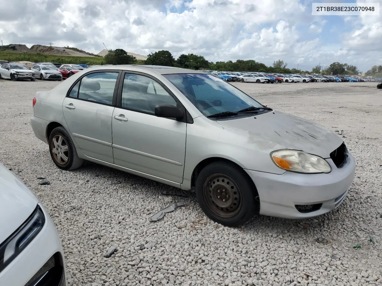 2003 Toyota Corolla Ce VIN: 2T1BR38E23C070948 Lot: 80128614