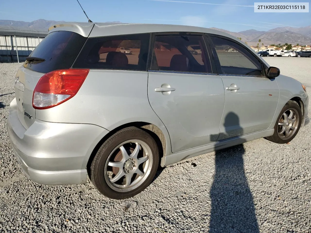 2003 Toyota Corolla Matrix Xr VIN: 2T1KR32E03C115118 Lot: 80667844