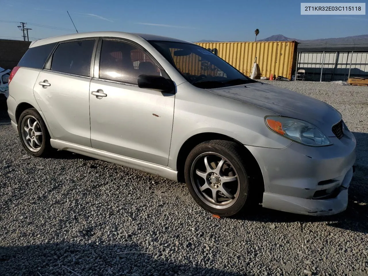 2003 Toyota Corolla Matrix Xr VIN: 2T1KR32E03C115118 Lot: 80667844