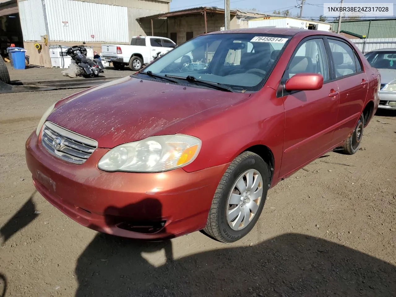 2004 Toyota Corolla Ce VIN: 1NXBR38E24Z317028 Lot: 76458514