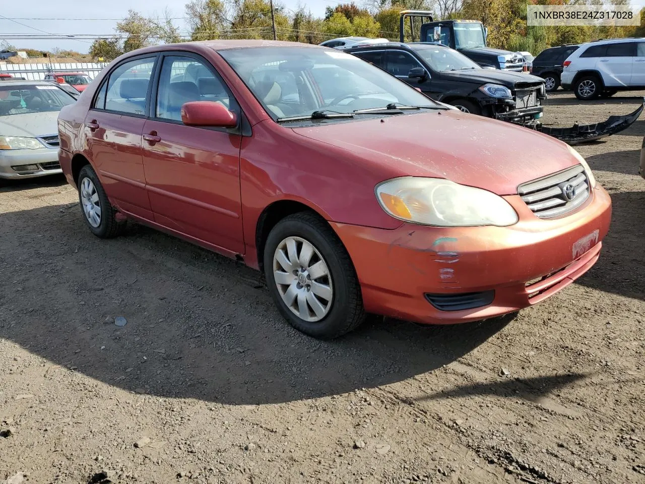 2004 Toyota Corolla Ce VIN: 1NXBR38E24Z317028 Lot: 76458514