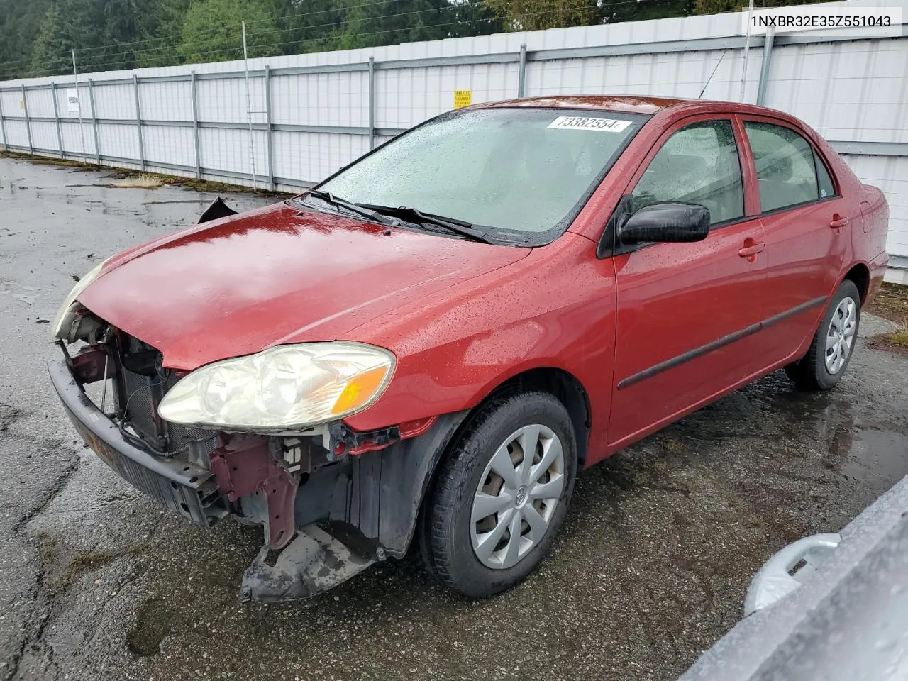 2005 Toyota Corolla Ce VIN: 1NXBR32E35Z551043 Lot: 73382554