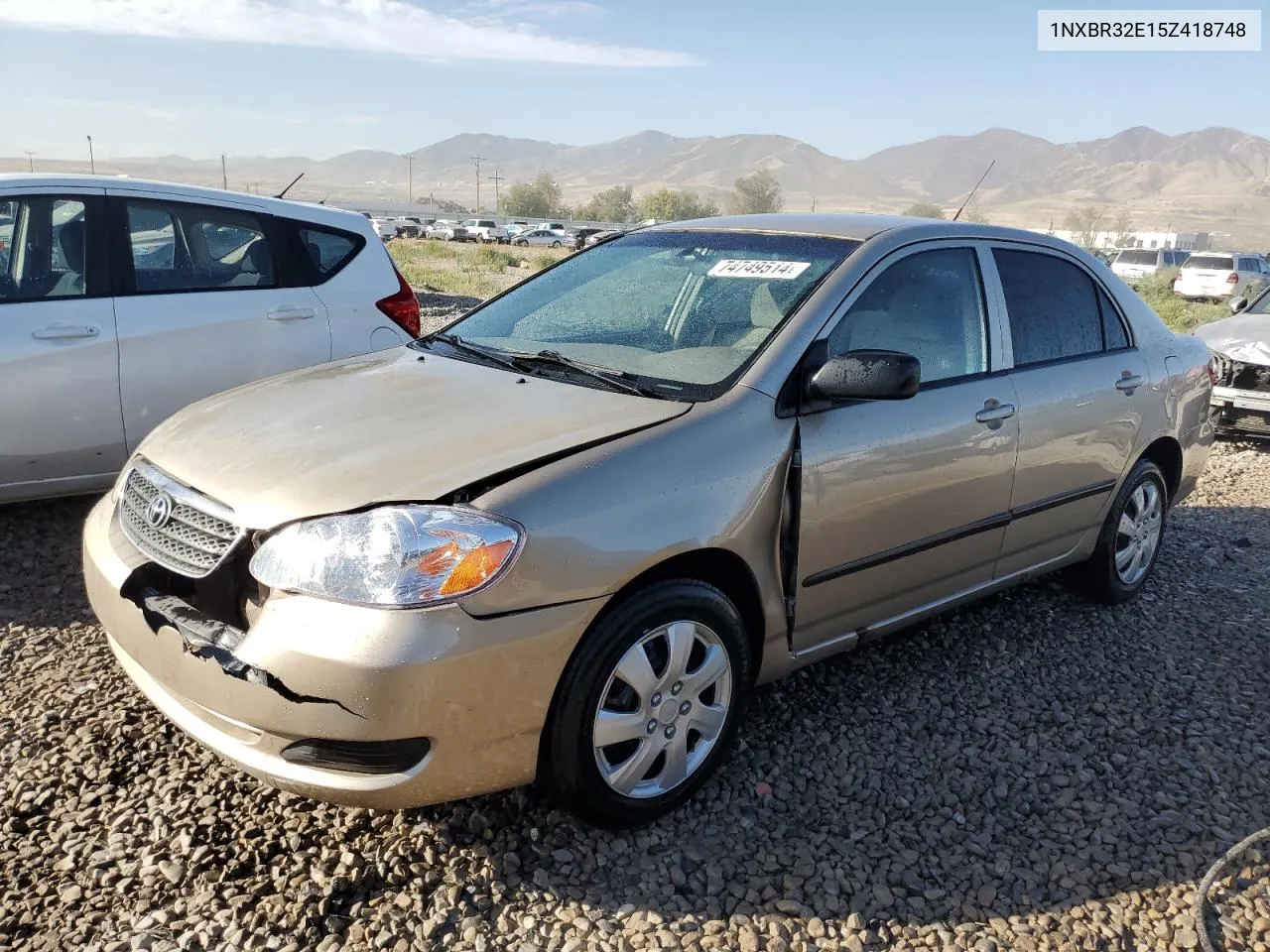 2005 Toyota Corolla Ce VIN: 1NXBR32E15Z418748 Lot: 74749514