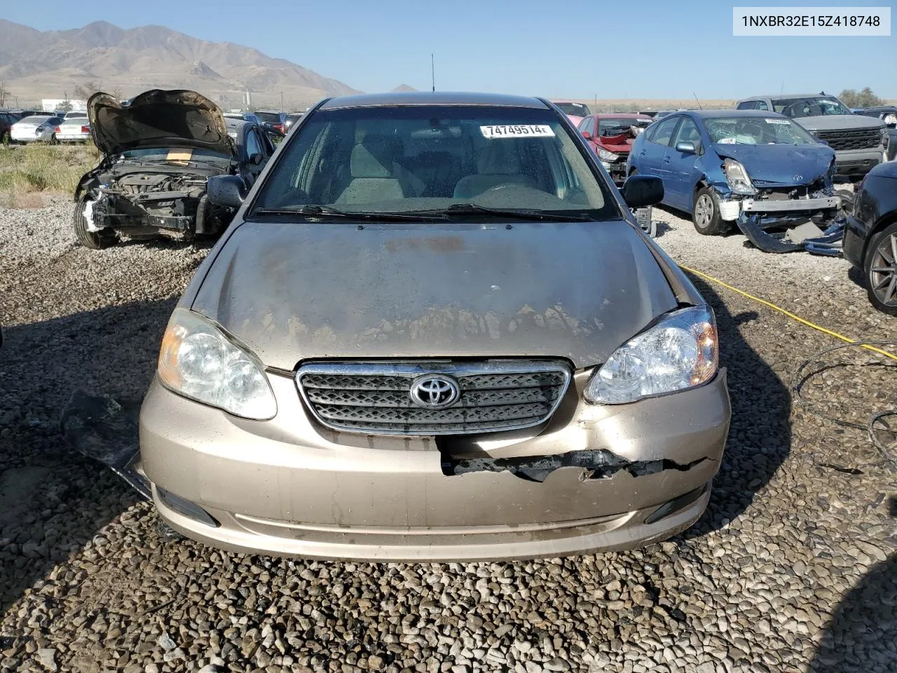 2005 Toyota Corolla Ce VIN: 1NXBR32E15Z418748 Lot: 74749514