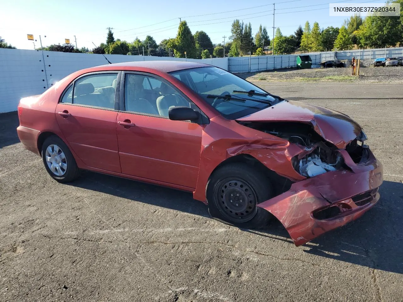 2007 Toyota Corolla Ce VIN: 1NXBR30E37Z920344 Lot: 69343604