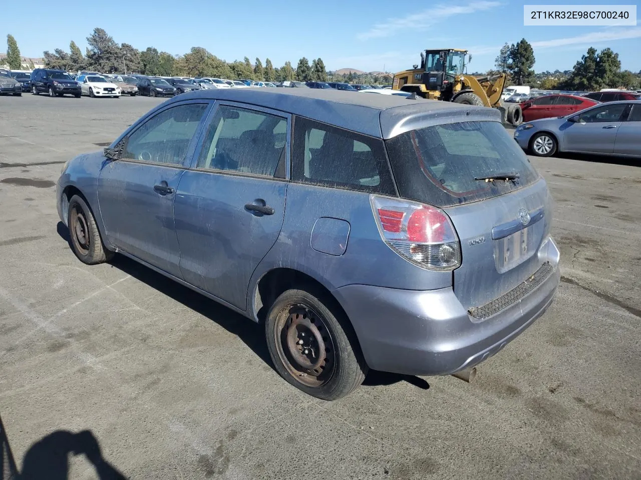 2008 Toyota Corolla Matrix Xr VIN: 2T1KR32E98C700240 Lot: 70832784