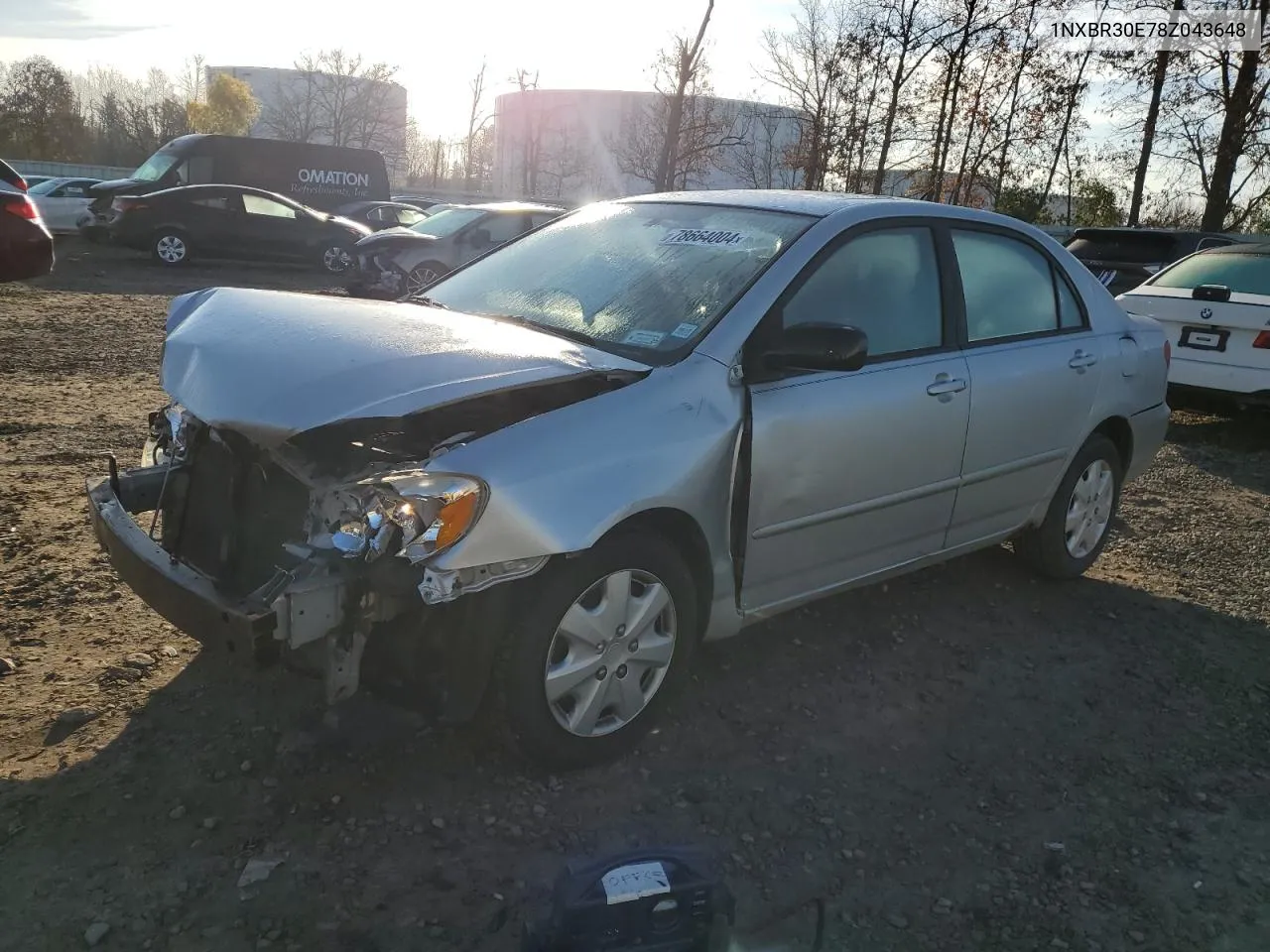 2008 Toyota Corolla Ce VIN: 1NXBR30E78Z043648 Lot: 78664004