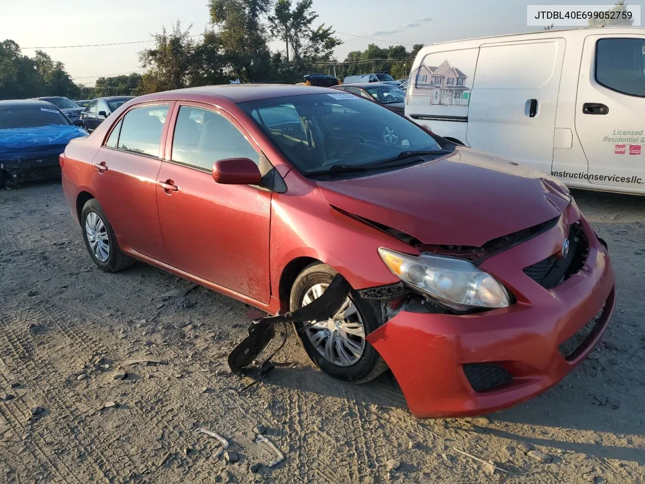 2009 Toyota Corolla Base VIN: JTDBL40E699052759 Lot: 71212564