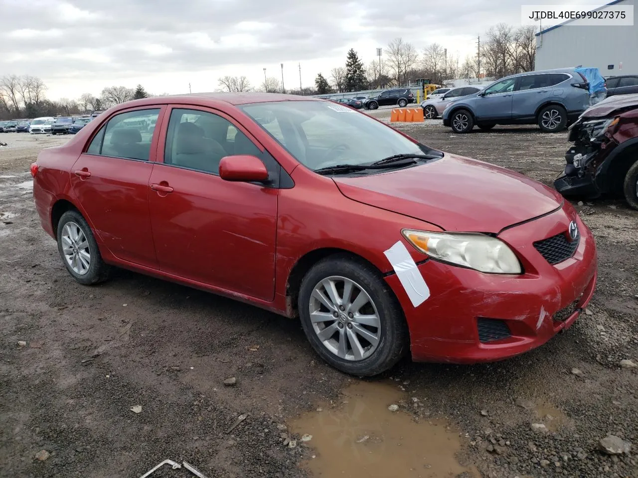 2009 Toyota Corolla Base VIN: JTDBL40E699027375 Lot: 72199914