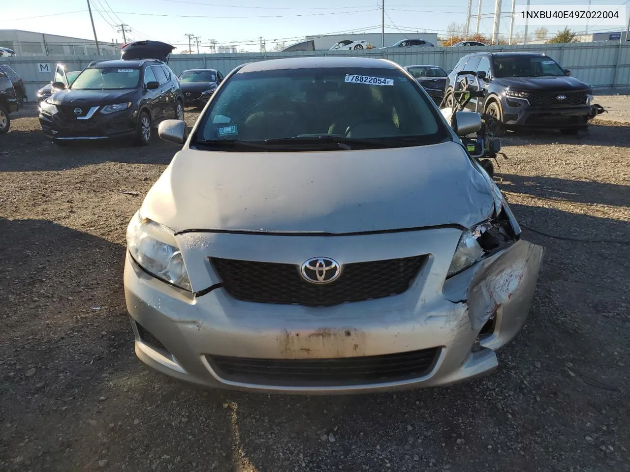 2009 Toyota Corolla Base VIN: 1NXBU40E49Z022004 Lot: 78822054