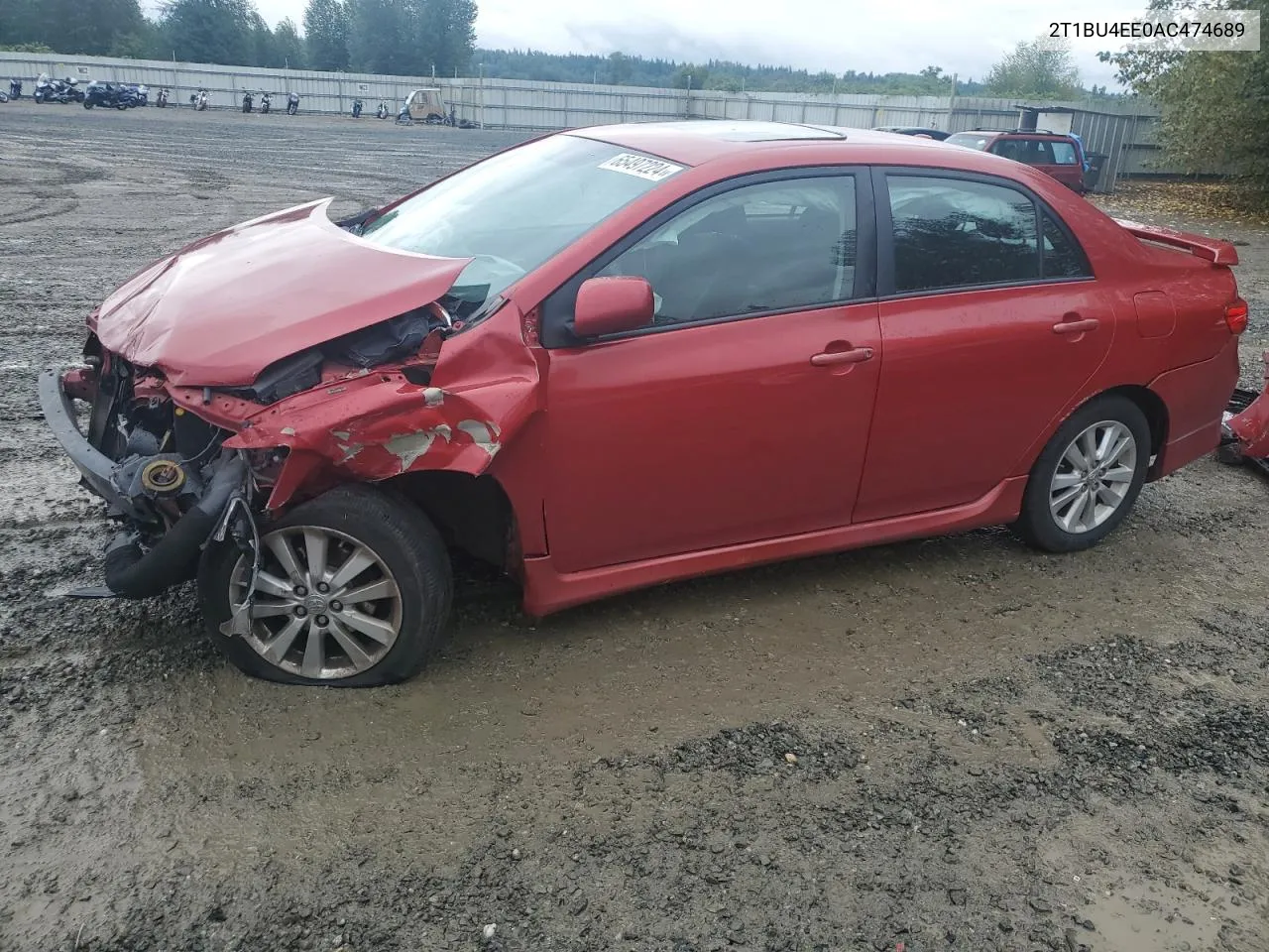 2010 Toyota Corolla Base VIN: 2T1BU4EE0AC474689 Lot: 65497224