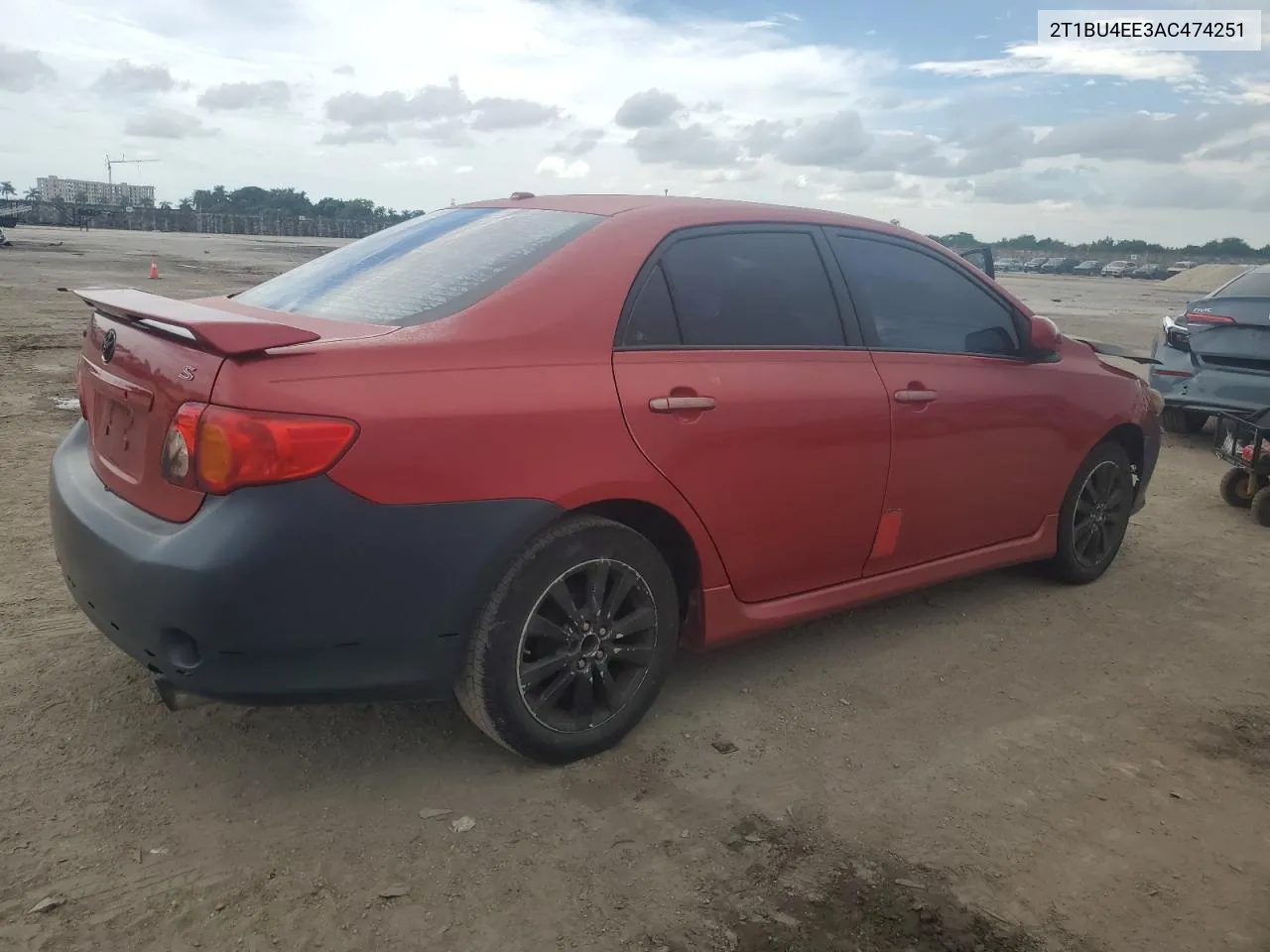 2010 Toyota Corolla Base VIN: 2T1BU4EE3AC474251 Lot: 69757714