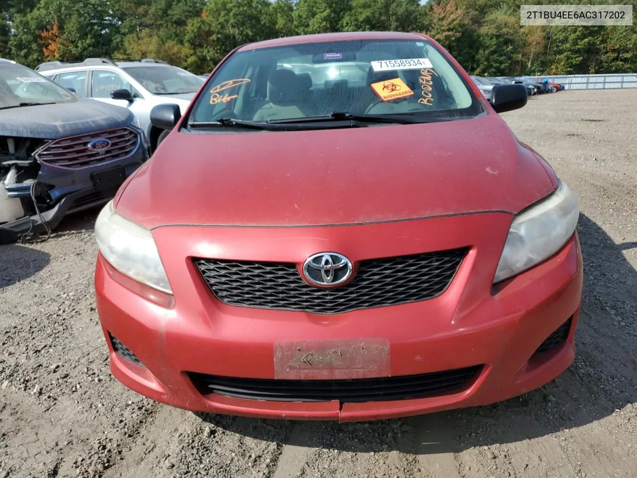 2010 Toyota Corolla Base VIN: 2T1BU4EE6AC317202 Lot: 71558934