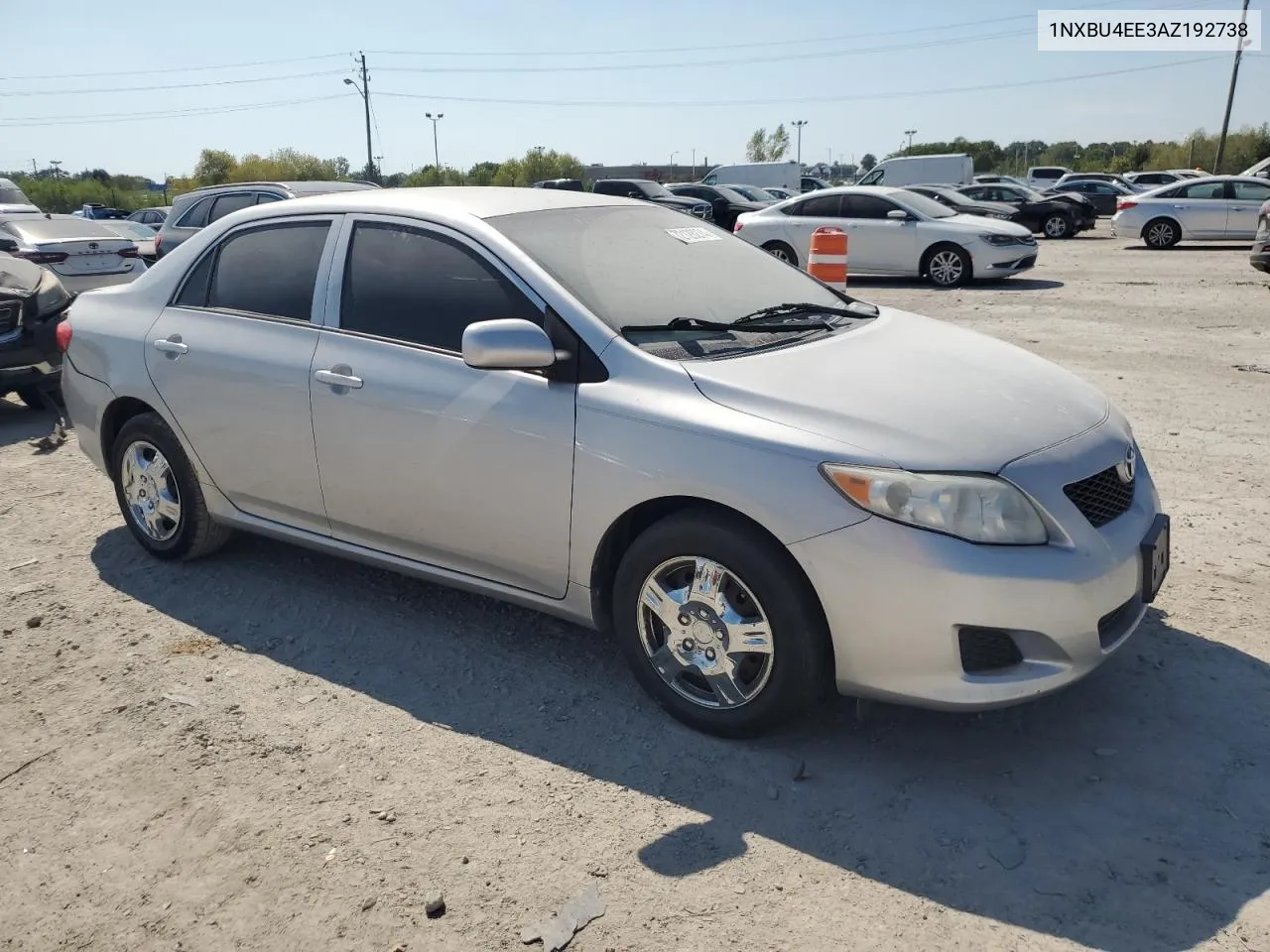 2010 Toyota Corolla Base VIN: 1NXBU4EE3AZ192738 Lot: 72128274