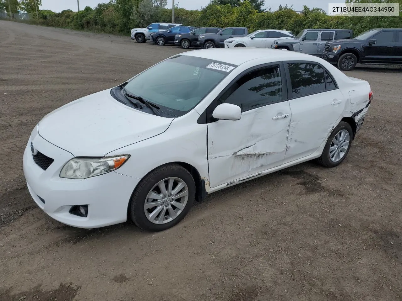 2010 Toyota Corolla Base VIN: 2T1BU4EE4AC344950 Lot: 72778154