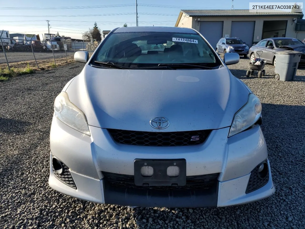 2010 Toyota Corolla Matrix S VIN: 2T1KE4EE7AC038743 Lot: 74124984