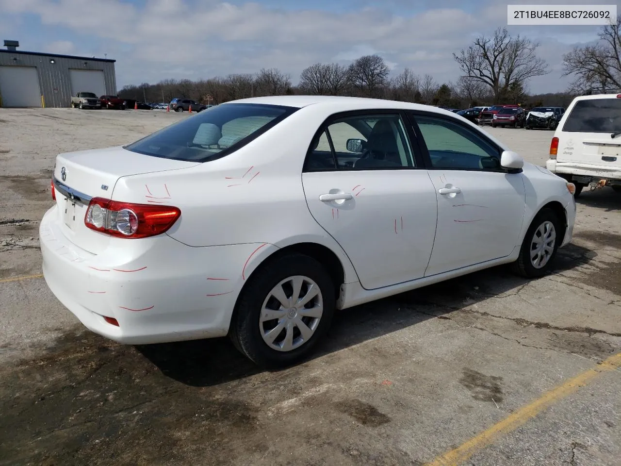 2011 Toyota Corolla Base VIN: 2T1BU4EE8BC726092 Lot: 44542723