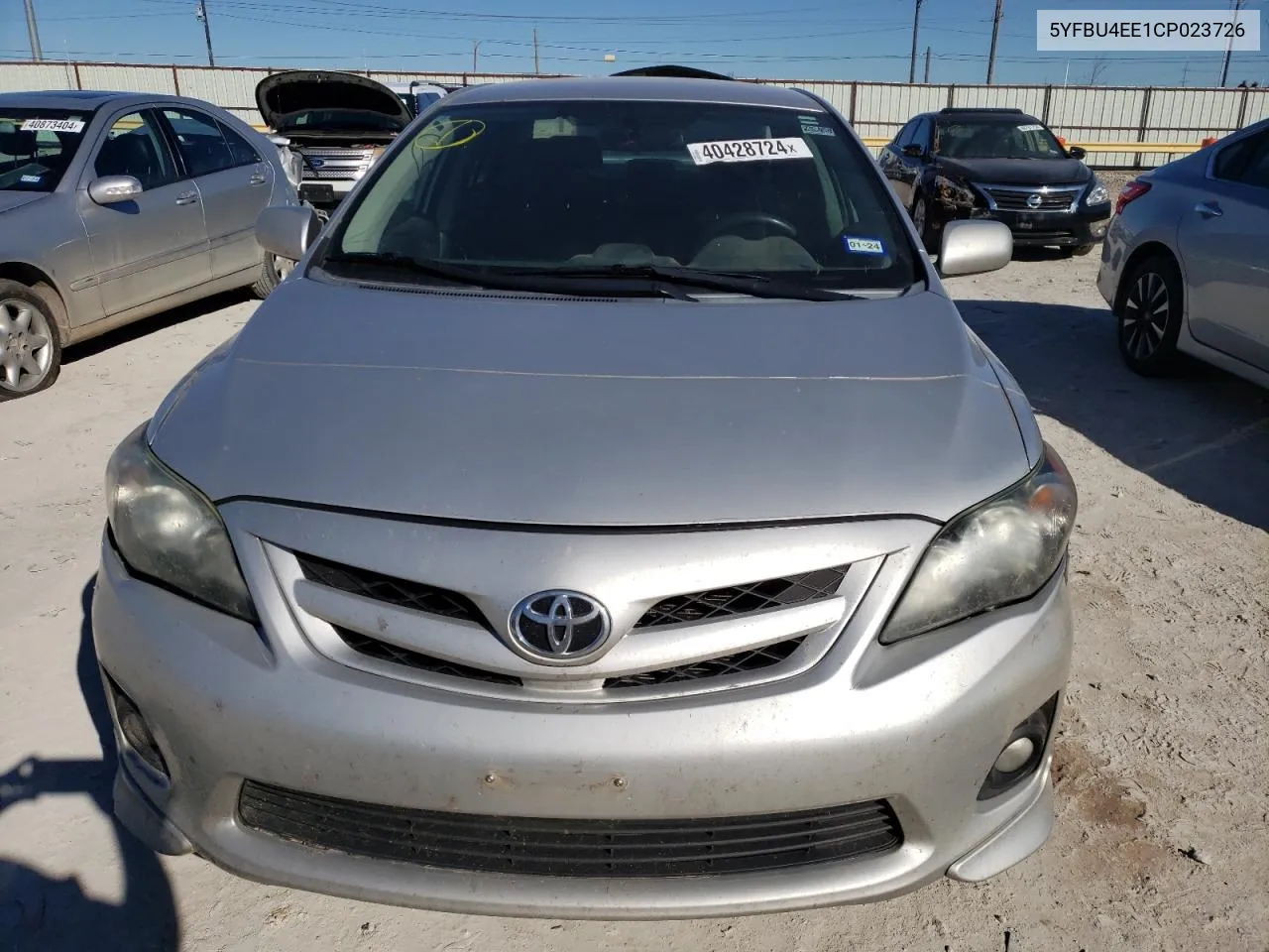 2012 Toyota Corolla Base VIN: 5YFBU4EE1CP023726 Lot: 40428724