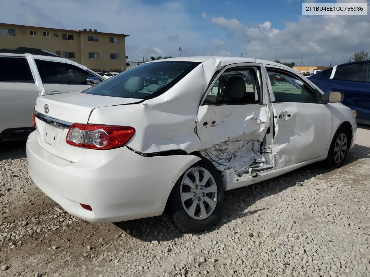 2012 Toyota Corolla Base VIN: 2T1BU4EE1CC755936 Lot: 66324254