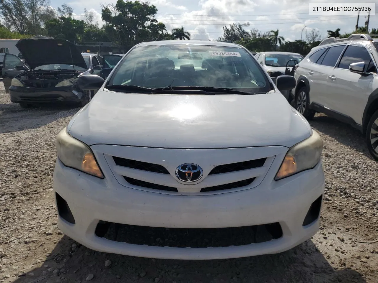 2012 Toyota Corolla Base VIN: 2T1BU4EE1CC755936 Lot: 66324254