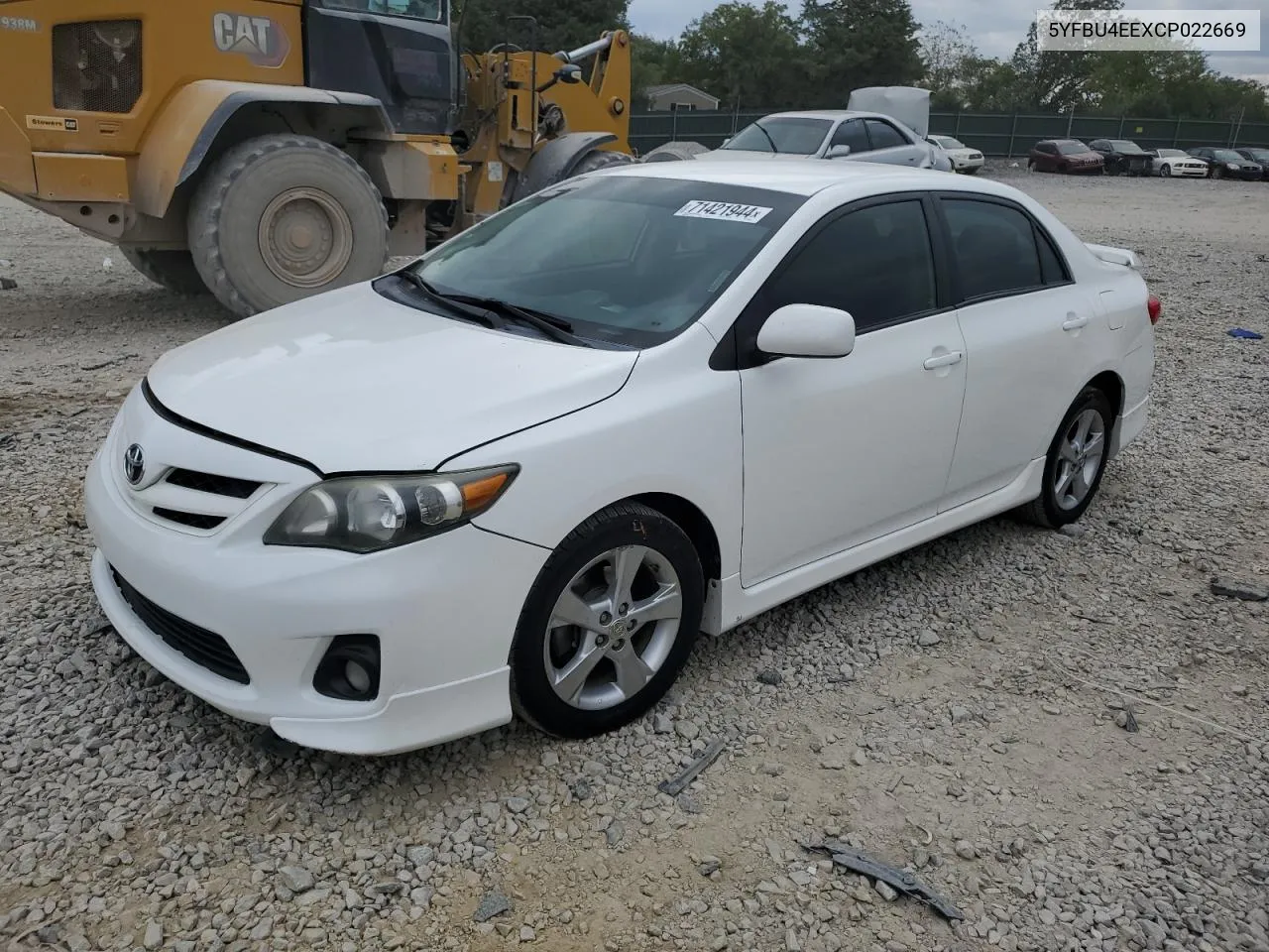 2012 Toyota Corolla Base VIN: 5YFBU4EEXCP022669 Lot: 71421944