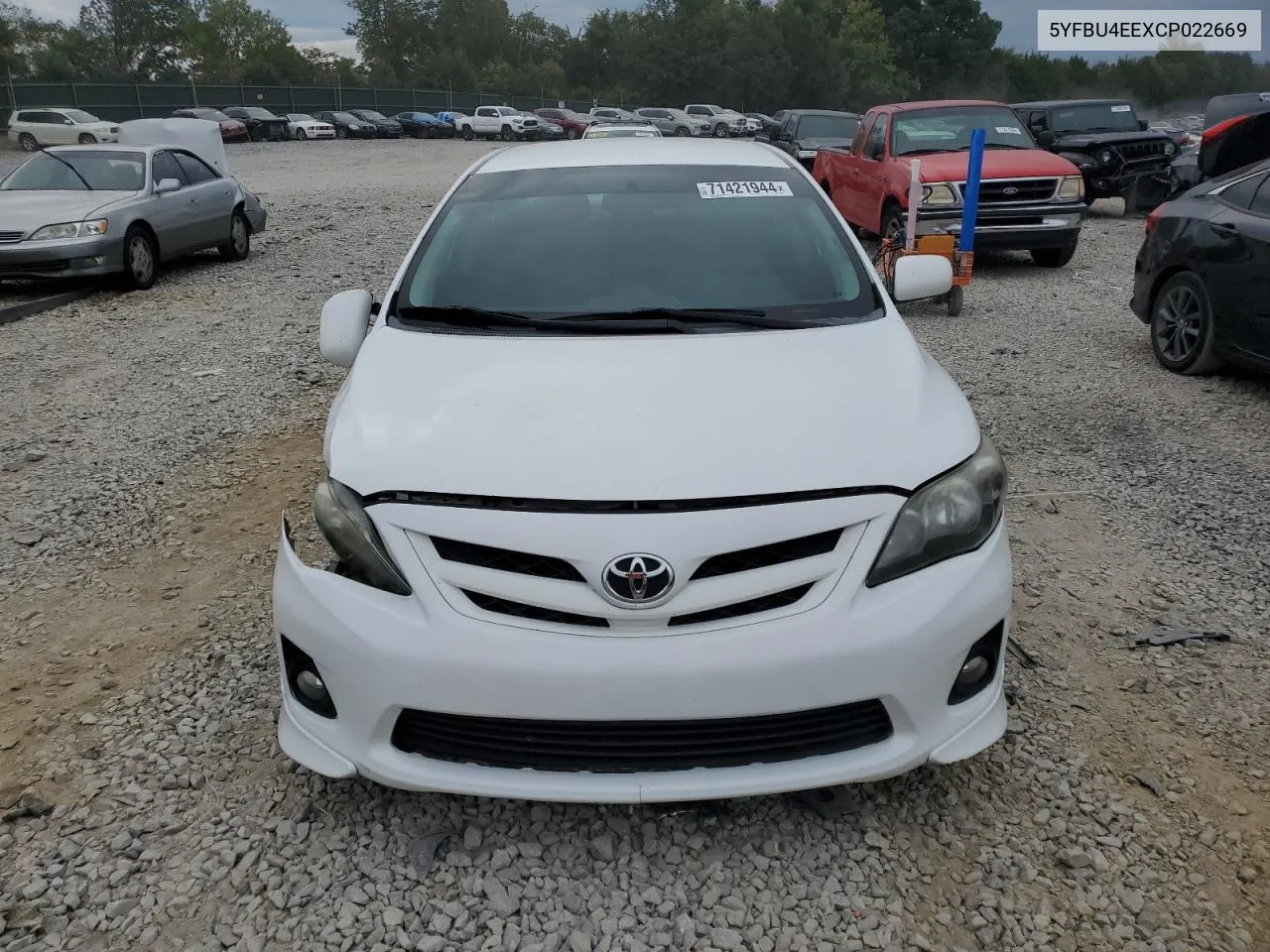 2012 Toyota Corolla Base VIN: 5YFBU4EEXCP022669 Lot: 71421944