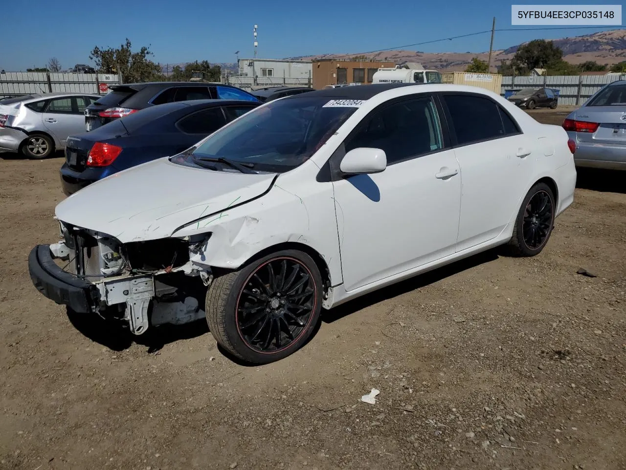 2012 Toyota Corolla Base VIN: 5YFBU4EE3CP035148 Lot: 73432084