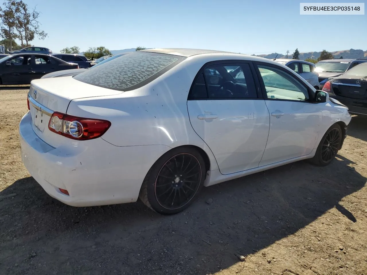 2012 Toyota Corolla Base VIN: 5YFBU4EE3CP035148 Lot: 73432084