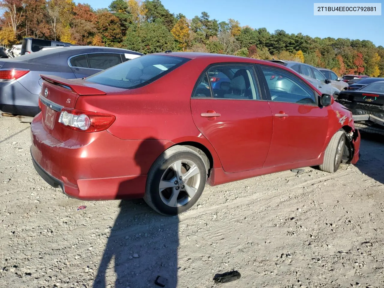 2012 Toyota Corolla Base VIN: 2T1BU4EE0CC792881 Lot: 76640944