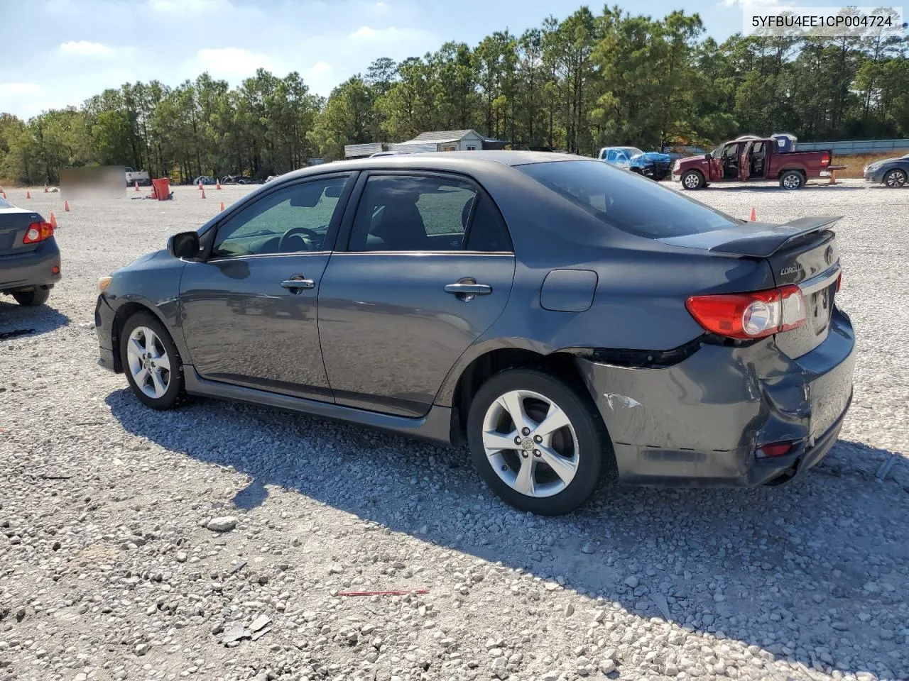 2012 Toyota Corolla Base VIN: 5YFBU4EE1CP004724 Lot: 76751334