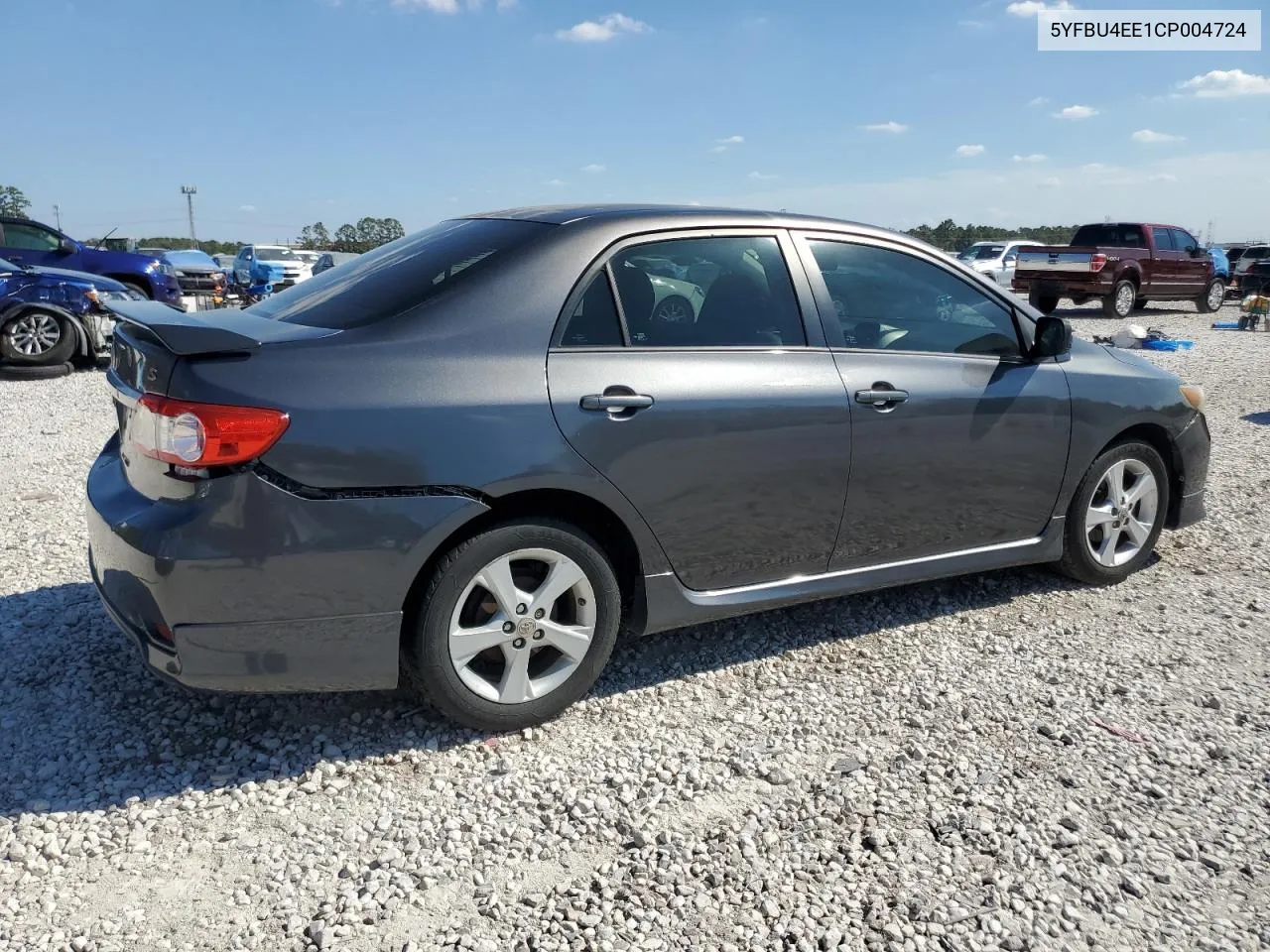 2012 Toyota Corolla Base VIN: 5YFBU4EE1CP004724 Lot: 76751334