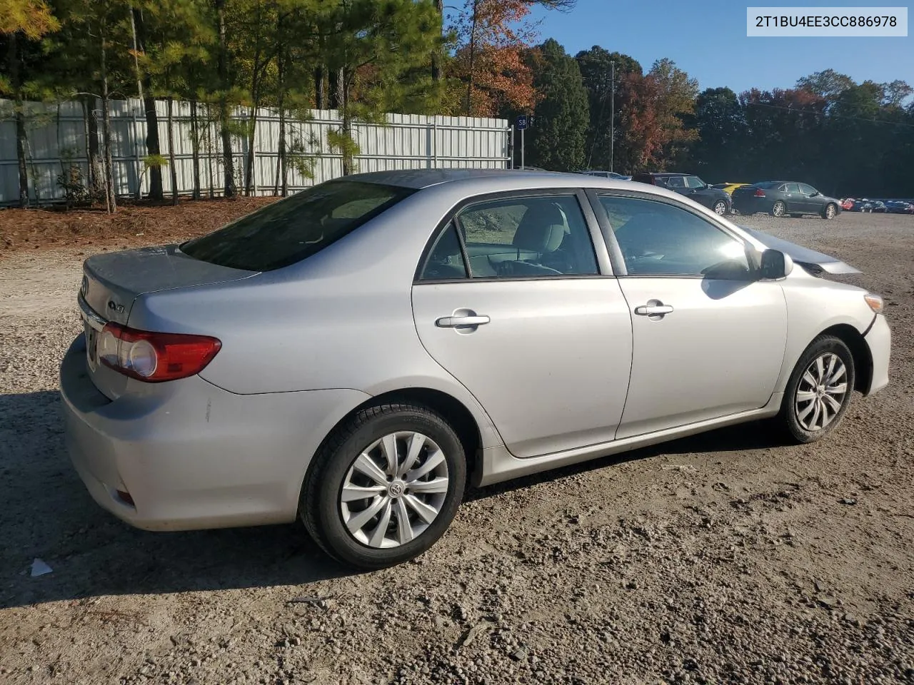 2012 Toyota Corolla Base VIN: 2T1BU4EE3CC886978 Lot: 77309654