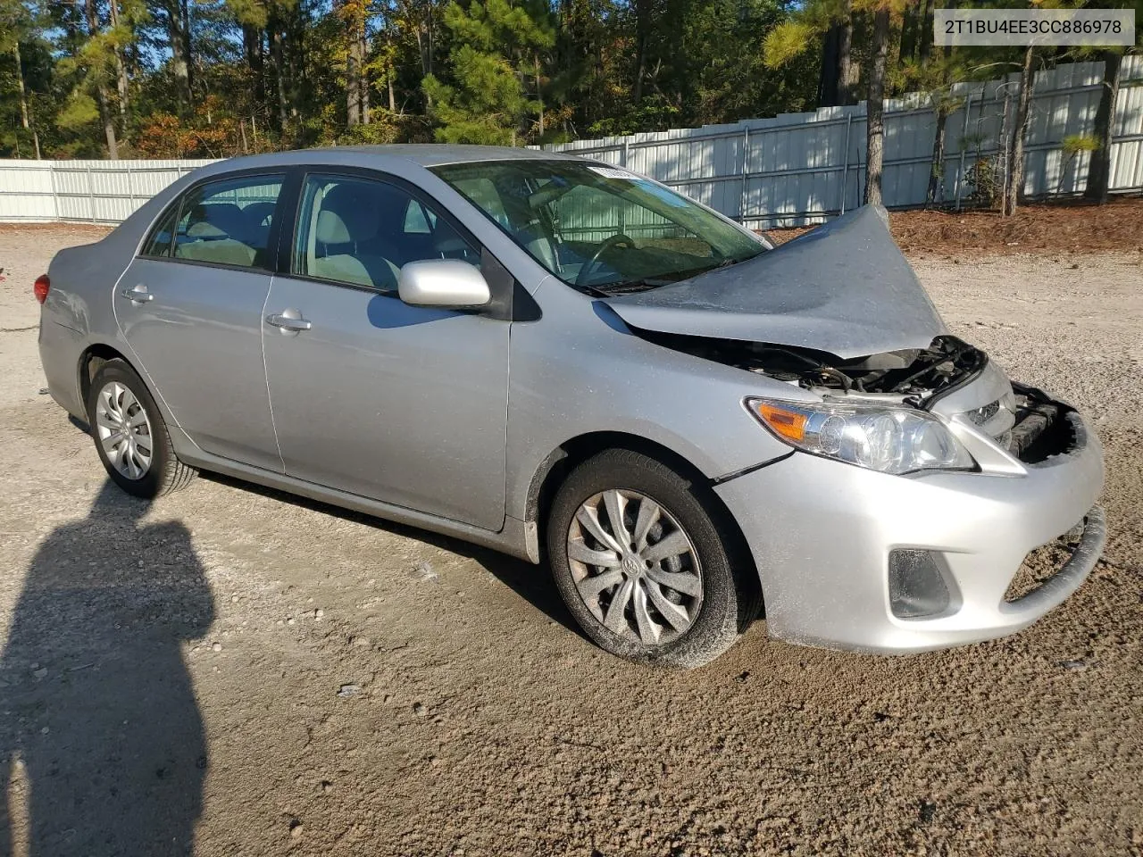 2012 Toyota Corolla Base VIN: 2T1BU4EE3CC886978 Lot: 77309654