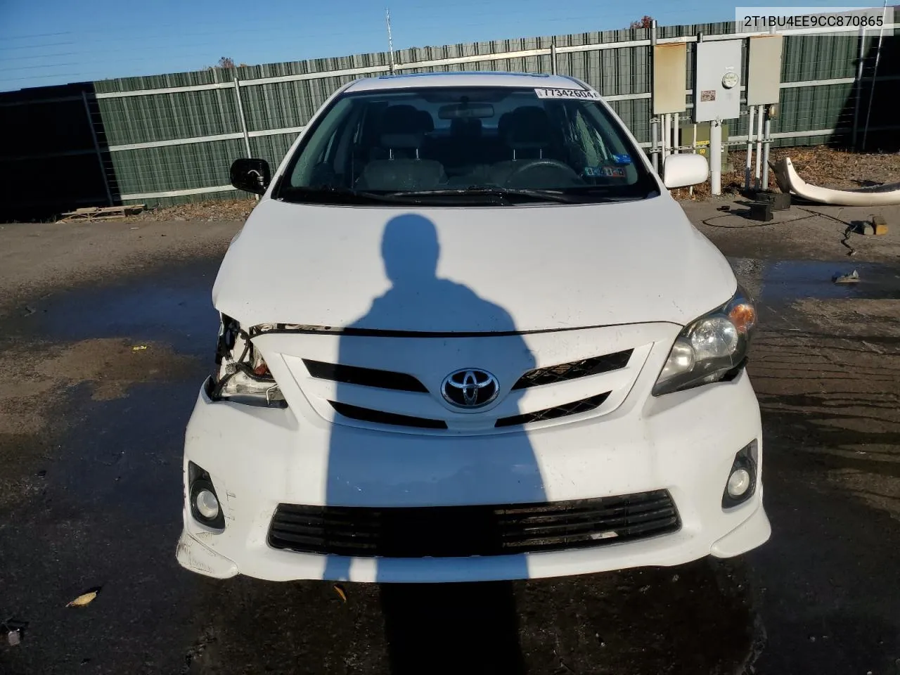 2012 Toyota Corolla Base VIN: 2T1BU4EE9CC870865 Lot: 77342604