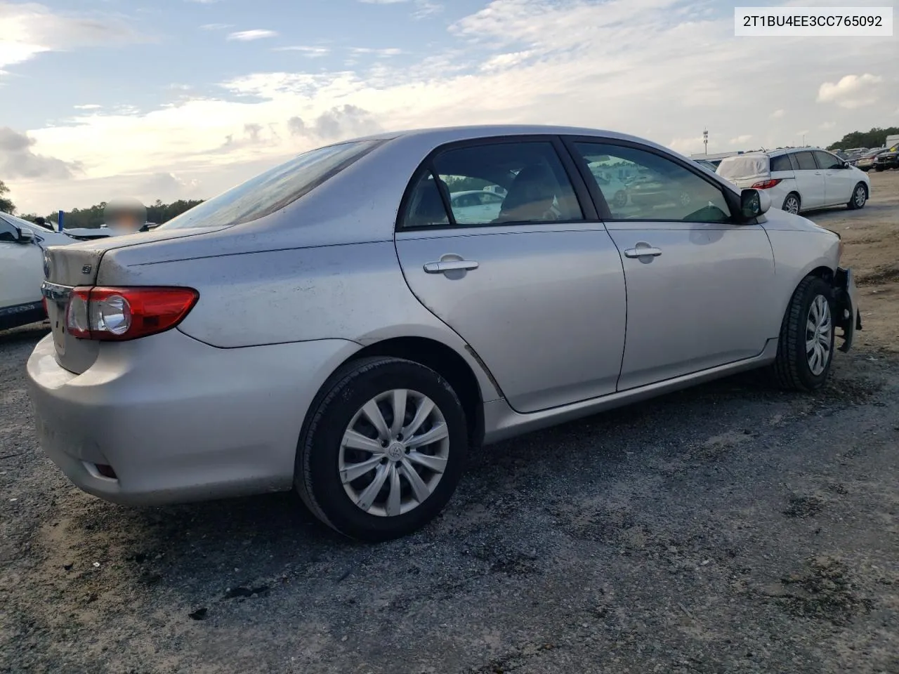 2012 Toyota Corolla Base VIN: 2T1BU4EE3CC765092 Lot: 80333074