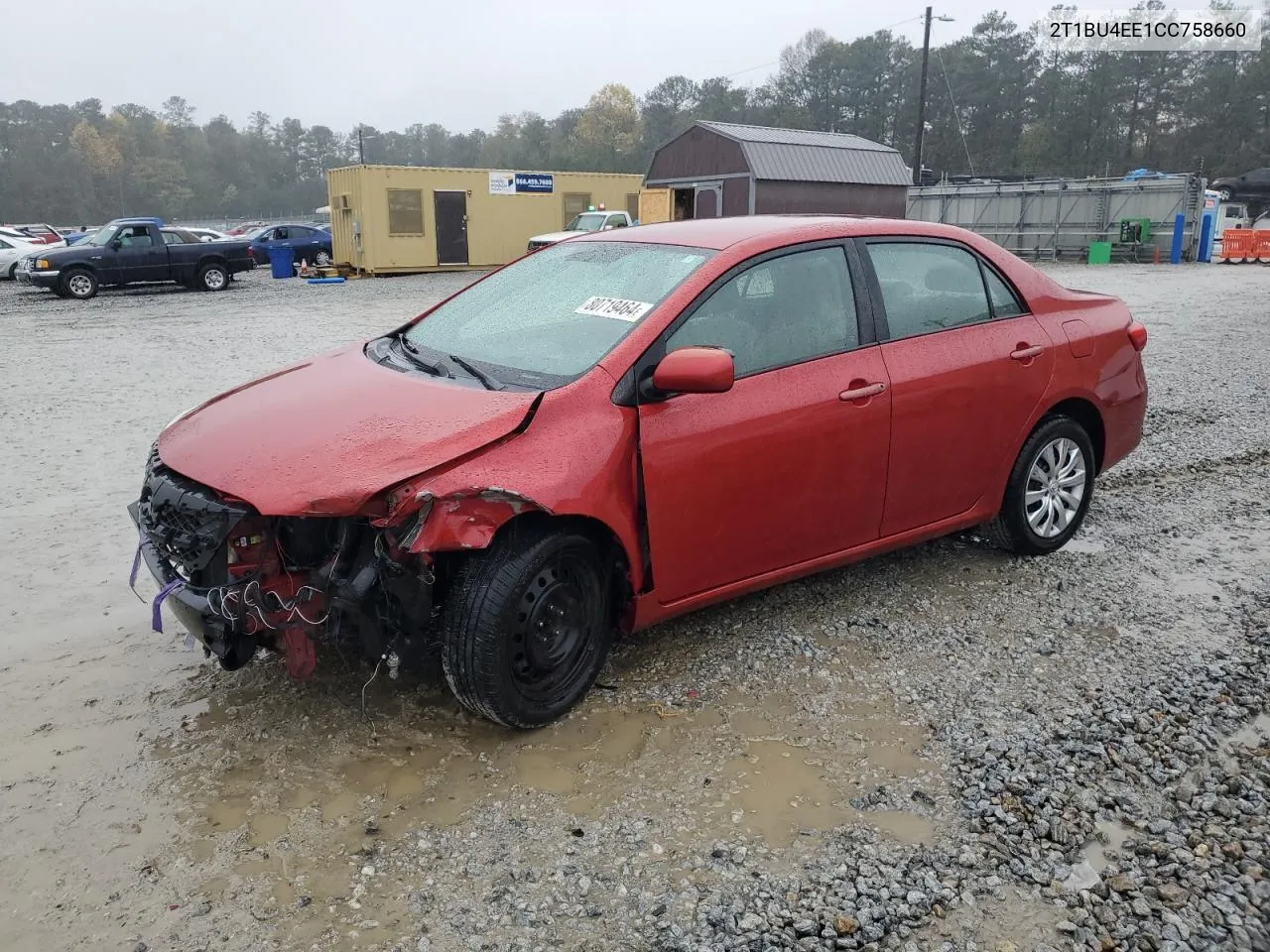 2012 Toyota Corolla Base VIN: 2T1BU4EE1CC758660 Lot: 80719464